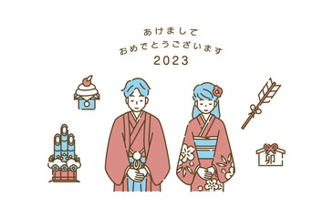 正月　着物　人物