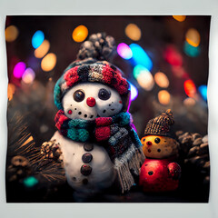 Adorable muñeco de nieve, navidad, bonito, invierno, diciembre, nieve, hielo, ilustración realizada con inteligencia artificial IA