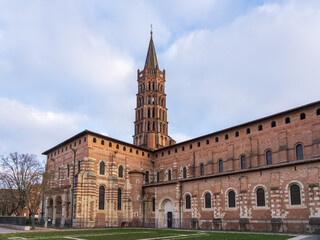Naklejka premium Scenic landscape view of historic landmark St Sernin basilica, Toulouse, France