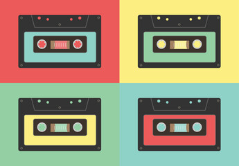 four audio cassette templates