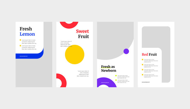 Set of fresh fruit standee roll-up banner and social media story template