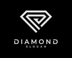 Diamond Gem Gemstone Jewel Carat Jewelry Geometric Line Modern Contemporary Icon Vector Logo Design