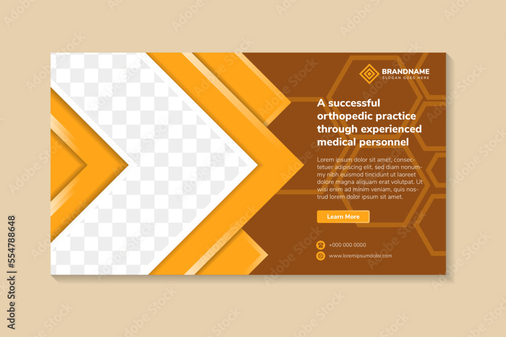 Poster a successful orthopedic practice banner template design with photo and text placement, professional 