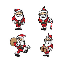 Santa mascot logo design vector with modern illustration concept style for badge, emblem and t shirt printing. Smart santa illustration mascot pack.