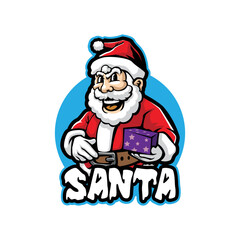 Santa mascot logo design vector with modern illustration concept style for badge, emblem and t shirt printing. Smart santa illustration for christmas.