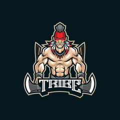 Tribe mascot logo design vector with modern illustration concept style for badge, emblem and t shirt printing. Tribe illustration for sport and esport team.