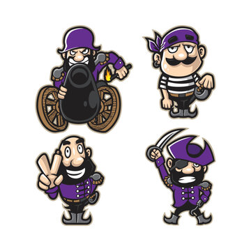 Pirates mascot logo design vector with modern illustration concept style for badge, emblem and t shirt printing. Smart pirates illustration mascot pack.