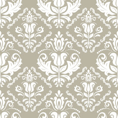 Classic seamless pattern. Damask orient ornament. Classic vintage beige and white background. Orient ornament for fabric, wallpaper and packaging