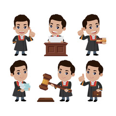 Set of judge with different poses
