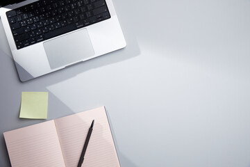 neat monotone desk with office objects