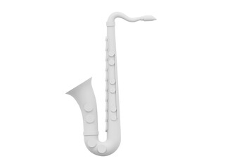 White saxophone, musical instrument. 3d rendering. Icon on white background.