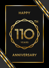 110th Anniversary. Anniversary Template Design With Golden Text, Vector Template Illustration