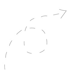 Twisted dashed arrow vector illustration in thin line design