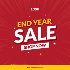 Fototapeta na wymiar End Year Sale Banner Template with Red Colour Background - EPS 10 Vector