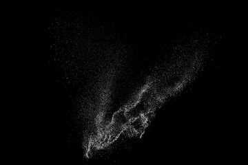 Distressed white grainy texture. Dust overlay textured. Grain noise particles. Rusted black background. Vector illustration. EPS 10.   