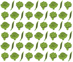 vegetables pattern background. Food pattern background. Hand drawn abstract vegetable pattern. Organic doodle pattern background. 