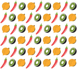 vegetables pattern background. Food pattern background. Hand drawn abstract vegetable pattern. Organic doodle pattern background. 