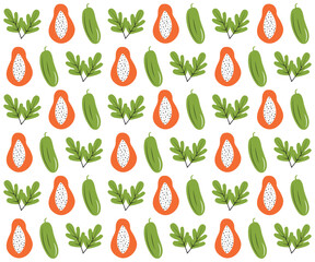 vegetables pattern background. Food pattern background. Hand drawn abstract vegetable pattern. Organic doodle pattern background. 