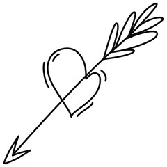 heart arrow doodle line art 