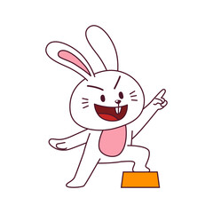 Cute White Rabbit Character With Emotion, Transparent, Illustration