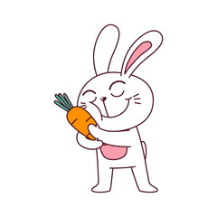 Cute White Rabbit Character With Emotion, Transparent, Illustration