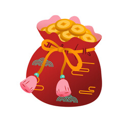 Red Coin Bag, Chinese Festival Celebration, Transparent, Illustration