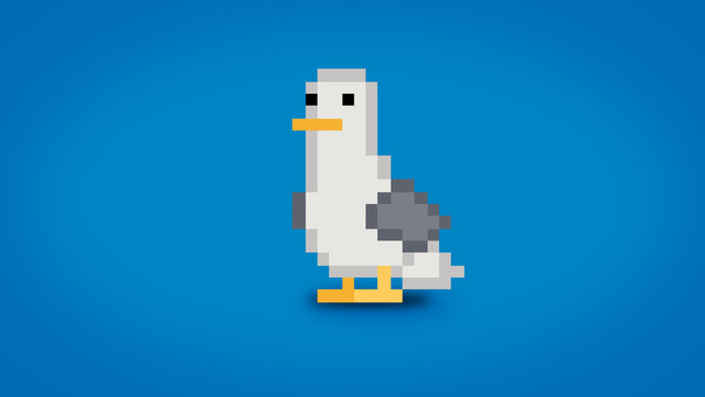 Pixel Sea Gull Background - High Res 8 Bit Wallpaper