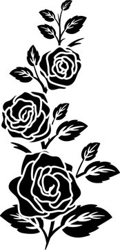 branch rose silhouette black flower floral 