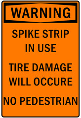 Tire damage warning sign