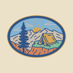 Camping and beauty sunrise graphic illustration vector art t-shirt design