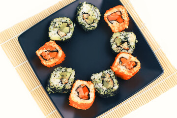traditional Japanese sushi dish. photo with copy space