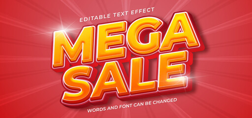 Realistic banner editable 3d style text mega sale background