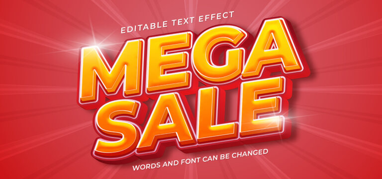 Realistic banner editable 3d style text mega sale background