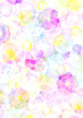 花と丸をモチーフとした幻想的なグラフィック