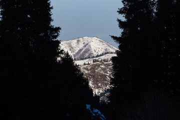 Winter snow mountain peak travel