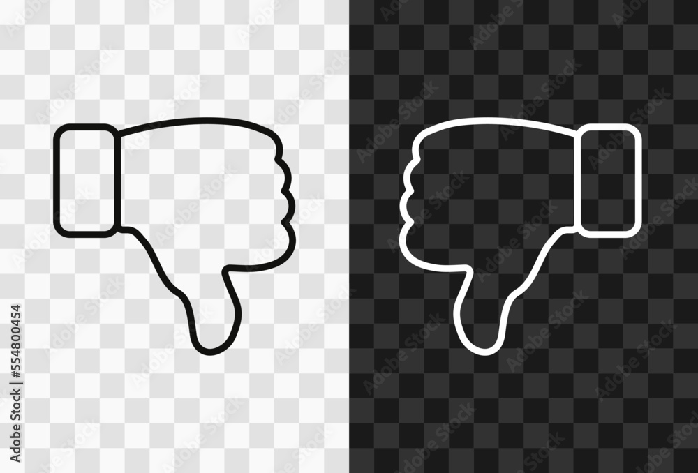 Poster thumb down, high quality vector editable line icon. thumb down outline icon isolated on dark and lig