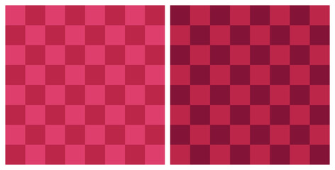 Seamless checkered pattern background. Trend color of the year 2023 Viva Magenta. Design texture elements for fabric, tile, banner, template, card, cover, poster, backdrop, wall. Vector illustration.