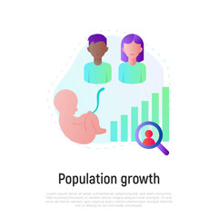 Overpopulation concept, graph of population growth gradient flat icon. Newborn. Increasing poverty. Vector illustration.