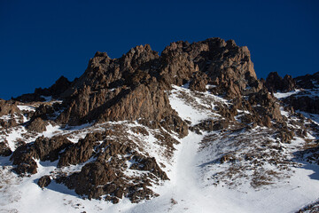 Winter snow mountain peak travel