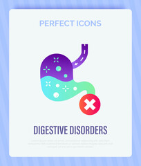 Digestive disorder thin line icon. Gastrointestinal disease. Vector illustration.