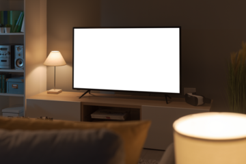 Television with horizontal green screen in the living room