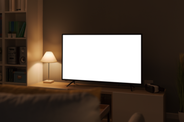 Television with horizontal green screen in the living room