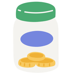 Money jar vector illustration in flat color design