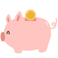 Piggy bank vector illustration in flat color design