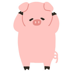 Stressed pig vector illustration in flat color design