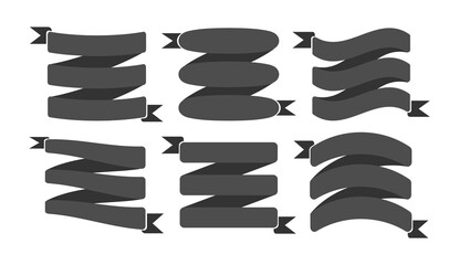 Folded ribbon set. banner label collection. silhouette Text Frame Element,