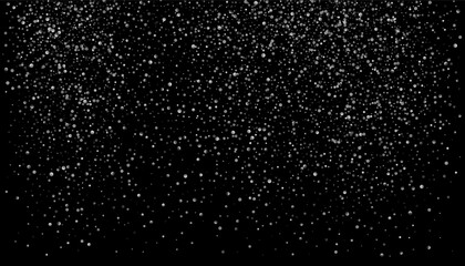 Silver glitter confetti on a black background. Gray gradient particles scattered, sand. Decorative element. Luxury background for your design, postcards, invitations, vector