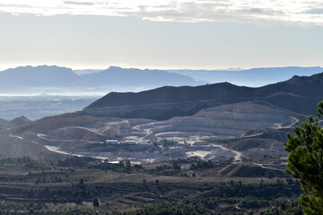 A panoramic view of an open cast mine in Spain