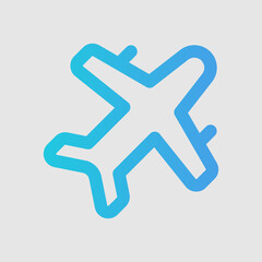 Airplane icon in gradient style about travel, use for website mobile app presentation