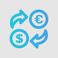 Money exchange icon in gradient style about travel, use for website mobile app presentation